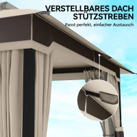 Outsunny Pavillon 3,6x3 m Wasserabweisend Stabil Winterfest Gartenpavillon mit Doppeldach Moskitonetz Seitenteile Abflusslöcher(m-9)