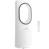 HOMCOM Ventilator tip turn fără palete pentru dormitor, 36 dB ventilator staționar cu oscilație 45°, 3 trepte, 3 moduri, temporizator 15 ore, Alb(m-7)