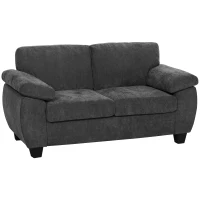 HOMCOM 2-Sitzer-Sofa, 156 cm Chenille-Sofa mit dicken Federkernpolstern, breiten gepolsterten Armlehnen, 300 kg Tragkraft, Dunkelgrau(m-11)