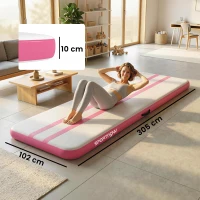 SPORTNOW Tappetino Gonfiabile per Ginnastica, 3,05 m con Pompa Elettrica e Borsa(m-3)