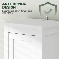 kleankin Tall Bathroom Storage Unit, Slim Bathroom Cabinet with Adjustable Shelves and Double Door, White(m-6)