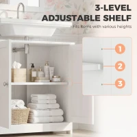 kleankin Under Sink Bathroom Cabinet, Freestanding Under Sink Cabinet with 2 Doors and Adjustable Shelf for Basin without or with Pedestal, White(m-7)