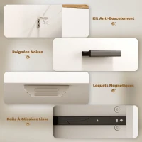 HOMCOM Buffet, meuble de rangement avec 2 portes, 2 tiroirs et étagère réglable, 68,6 x 35 x 90,3 cm, bois naturel et blanc(m-6)