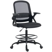 HOMCOM Painting Chair, Mesh Computer Desk Chair with Flip-up Armrests, Black(m-1)