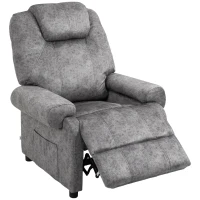 HOMCOM Sillón Relax Reclinable Manual hasta 135º con Reposabrazos Reposapiés Acolchado Grueso Gris(m-11)