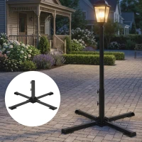 Outsunny Sonnenschirmständer Klappbarer Schirmständer Rohrdurchmesser 38 und 48 mm Kreuzständer für Sonnenschirme, Dunkelgrau(m-9)