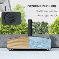 Outsunny Bază pentru Umbrelă cu Roți și Frâne, Reumplere cu Apă 40kg/Nisip 61kg, pentru Stâlpi de Ø35/38/48mm, Negru(m-5)