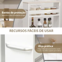 kleankin Estante de Armazenamento Casa de Banho de 3 Níveis Estante Estreita com Alça Lateral Estante com Rodas 48x15x80cm Branco(m-7)