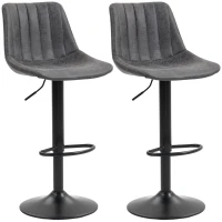 HOMCOM Set of 2 Leathaire Tub Bar Stools -  Charcoal Grey(m-11)