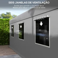 Outsunny Tenda Garagem 295x600x278 cm Tenda de Exterior Resistente com 2 Portas Enroláveis e 6 Janelas Cinzento(m-5)