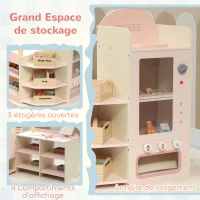AIYAPLAY Supermarché pour enfant, marchande en bois, caisse enregistreuse, distributeur et accessoires, 90,7x60x73,8cm, vert(m-7)