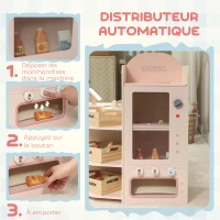 AIYAPLAY Supermarché pour enfant, marchande en bois, caisse enregistreuse, distributeur et accessoires, 90,7x60x73,8cm, vert(m-6)