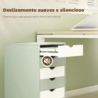 HOMCOM Bloco de Gavetas Móvel Arquivador com 6 Gavetas Suporte para Impressora com Rodas 40x35x63 cm Verde e Branco(m-5)