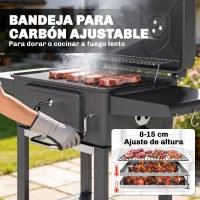 Outsunny Barbacoa de Carbón con Bandeja y Ventilación Ajustable Estantes Laterales Ruedas Termómetro Tapa y Puerta(m-5)