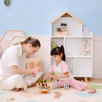 ZONEKIZ Estantería para Juguetes Infantil Organizador Infantil de 3 Niveles con 1 Techo Carga 50 kg 65x25x108,5 cm Blanco(m-8)