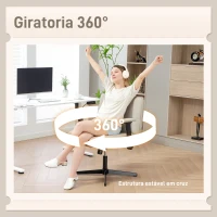 HOMCOM Cadeira de Escritório com Apoios de Braço Rebatíveis Assento  Altura Ajustável  Função Basculante 76x70x85-97 cm Creme(m-7)