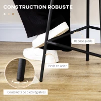 HOMCOM Lot de 4 tabourets de bar, chaises de bar, dossier en cannage et repose-pieds, cadre en acier, 42,5x52x102cm, jaune(m-5)