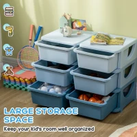 HOMCOM Kids Storage Unit, with Six Drawers - Blue(m-4)