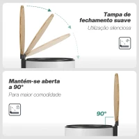 HOMCOM Balde do Lixo para Cozinha com Pedal 30L Cubo de Lixo Metálico com Tampa de Fecho Suave e Balde Removível 36x30x60,5 cm Branco e Madeira(m-5)