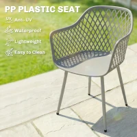 Outsunny Garden Chairs Set of 4, Garden Dining Chairs with Cut Out Diamond Back and Armrests for Patio, Balcony, Terrace, Grey(m-4)