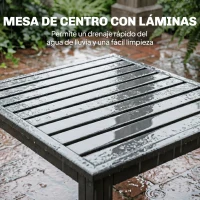 Outsunny Conjunto de Jardín Exterior con Cojines 2 Sofás de 2 Plazas Reposabrazos Ajustables y Mesa de Centro de Listones Gris(m-7)