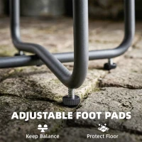 Outsunny 48 cm Round Garden Side Table, Small Metal Outdoor Garden Table with Rolled Edge, Dark Grey(m-6)