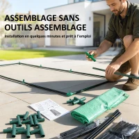 Outsunny Mini serre de jardin mini serre tunnel 240 x 90 x 90 cm toit pointu acier PE 3 fenêtres en filet enroulables vert(m-6)