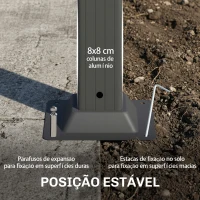 Outsunny Pérgola de Jardim 3x3,8 m com Toldo Corrediço Ajustável a 90° Manivela, Estrutura de Alumínio e Aço UPF50+ Bege(m-5)