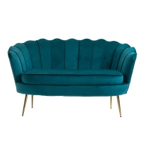 Homcom Canapea Vintage 2 Locuri – Catifea Verde, Stil Industrial Chic(m-17)