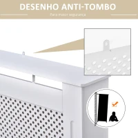 HOMCOM Cobertura para Radiador em MDF com Ripas e Prateleira Superior 151,5x19x82 cm Branco(m-6)