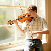 HOMCOM Violon 4/4 ensemble de violon en bois massif pour adultes et débutants avec étui léger et portable 60 x 21 cm marron(m-10)