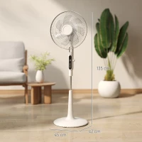HOMCOM Three Mode Pedestal Fan, with Insect Repellant Box and LED Panel - White(m-3)
