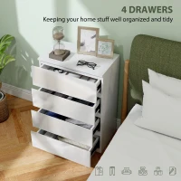 HOMCOM High Gloss Chest of Drawers, 4-Drawer Storage Cabinets, Modern Dresser for Bedroom, White(m-4)