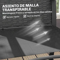 Outsunny Conjunto de Muebles de Jardín de Ratán Sintético con 2 Sillas con Cojines y Mesa con Tablero de Vidrio Gris(m-6)