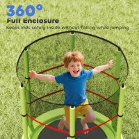 HOMCOM Kids Trampoline, with Enclosure Net, Steel Frame, for Ages 3-6 Years - Green(m-7)