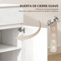HOMCOM Aparador de Salón con 5 Cajones Estantes Ajustables Puerta de Cierre Suave 100x40x80 cm Blanco Brillo(m-7)