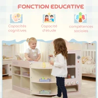 AIYAPLAY Supermarché pour enfant, marchande en bois, caisse enregistreuse, distributeur et accessoires, 90,7x60x73,8cm, vert(m-8)