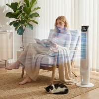 HOMCOM Air Cooler with LED Display and Remote Control, Oscillating Ice Cooling Fan with 3 Speeds, 4 Modes, 12 Hour Timer, White(m-2)