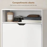 HOMCOM Sapateira Estreita com 3 Gavetas Rebatíveis Prateleiras Ajustáveis e Compartimento Aberto Capacidade para 12-18 Pares Branco(m-7)