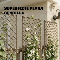 Outsunny Juego de 3 Enrejados de Jardín de Mimbre Soportes para Plantas Trepadoras con Parte Superior Plana 43x112 cm Natural(m-5)