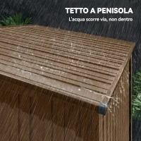 Outsunny Casetta da Giardino in Metallo con Prese d'Aria e Porta Scorrevole, 159x106x181 cm, Marrone(m-7)