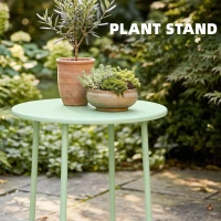 Outsunny 48 cm Round Garden Side Table, Small Metal Outdoor Garden Table with Rolled Edge, Green(m-8)