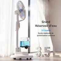 HOMCOM Ventilateur brumisateur silencieux 90W ventilateur sur pied 128cm oscillation 70° 3 vitesses 3 modes minuterie blanc(m-8)