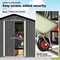 Outsunny 6.5 x 3.5ft Metal Garden Storage Shed - Dark Grey(m-5)