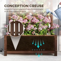 Outsunny Jardinière avec Treillis bac à Fleurs 76 x 36 x 170 cm Fond à Lattes Bois Sapin pré-huilé marron foncé(m-6)