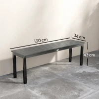 Outsunny 2 Seater Garden Bench, Outdoor Bench Loveseat with Wood-Effect Slatted Seat and Steel Frame for Patio, Park, Grey(m-3)