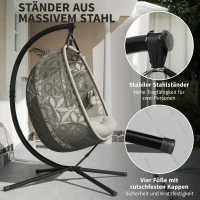 Outsunny Hangstoel met Frame voor 2 Personen, Opvouwbare Hangmand met Dikke Kussens, Bekerhouders en Veiligheidsriem(m-7)