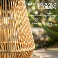 Outsunny Set de 2 Farolas Solares Exterior Linternas Jardín de Ratán Colgantes con Encendido y Apagado Automático IP44 Marrón(m-6)