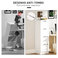 HOMCOM Bloco de Gavetas para Escritório com 2 Gavetas para Escritório com Fechaduras Gavetas Suspensas para A440x40x131 cm Branco(m-7)