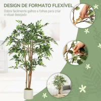 HOMCOM Ficus Artificial 150 cm com Tronco Natural Planta Artificial Realista para Interior com Vaso Decoração 65x65x150 cm Verde(m-6)